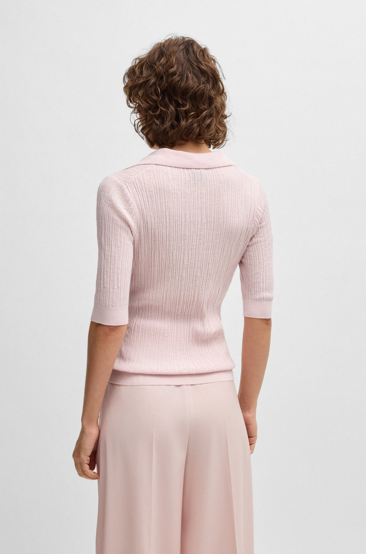 VIRGIN-WOOL SWEATER WITH COLLAR AND BUTTONED PLACKET - 4