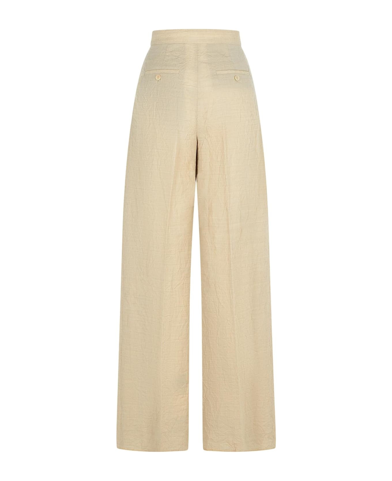 'acinoso' Beige Fine Wool Pants - 2