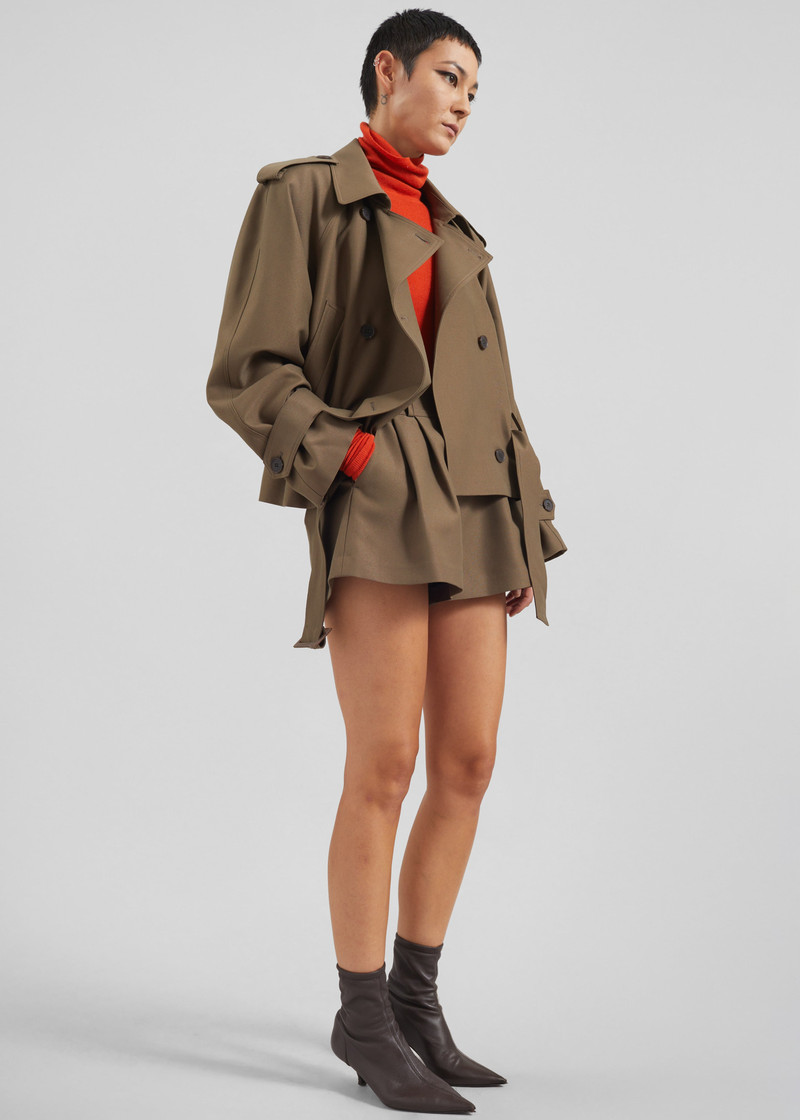 Kinsley Cropped Trench Jacket - Brown 9
