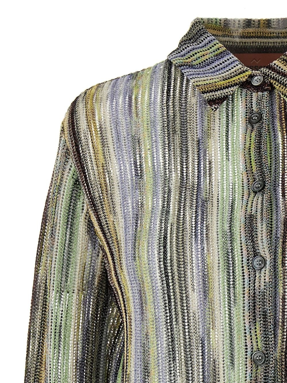 striped lamé shirt - 3