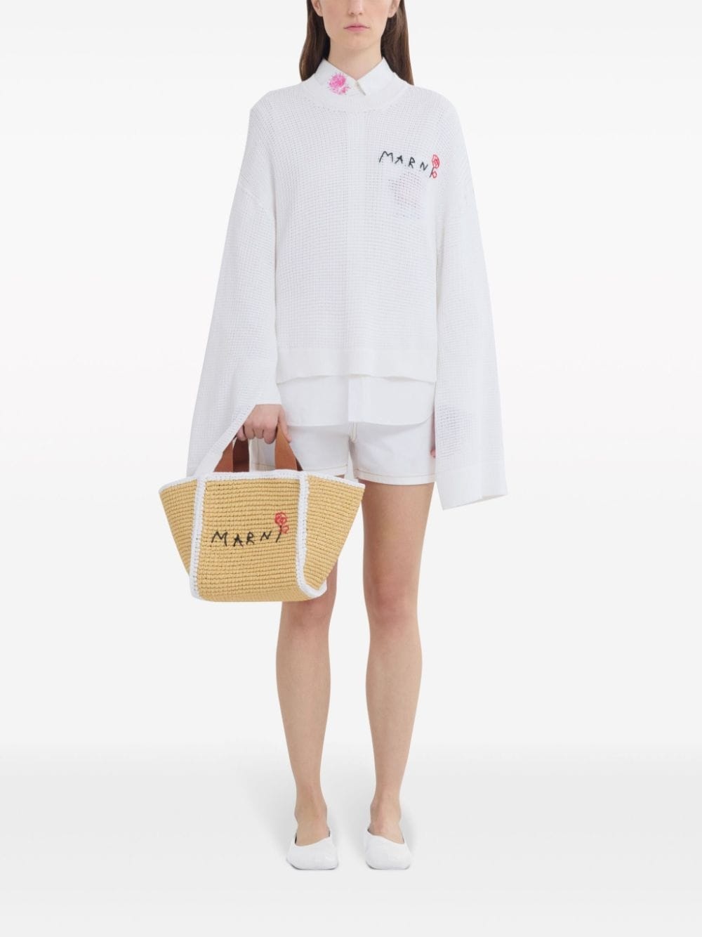 logo-embroidered woven tote bag - 2