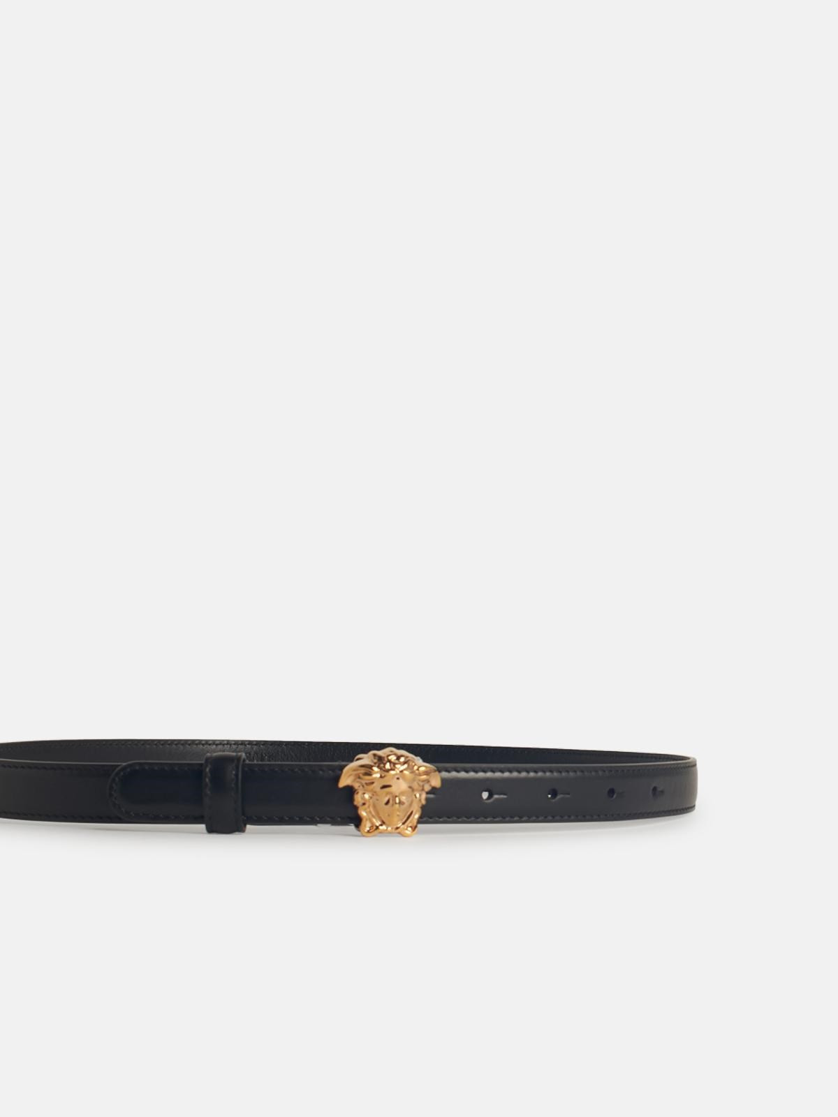 'MEDUSA' LOW BLACK LEATHER BELT - 3