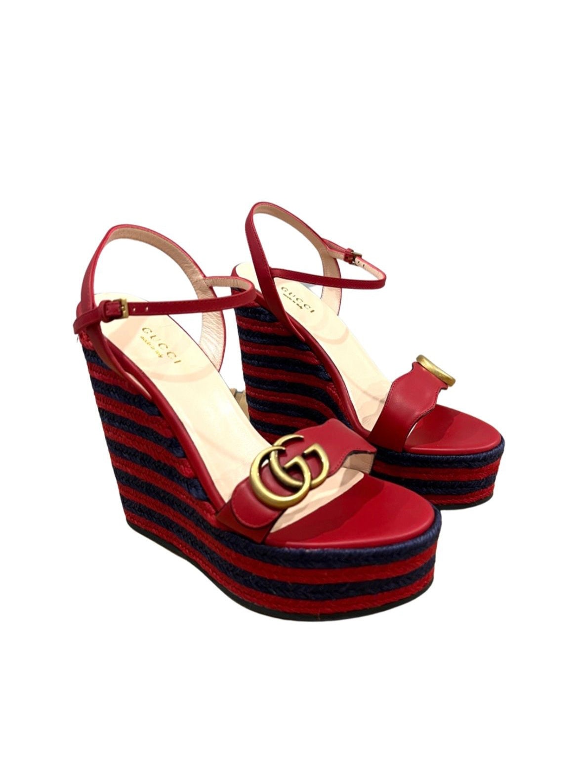 Gucci Marmont Double G Leather Espadrille Platform Sandals - 2