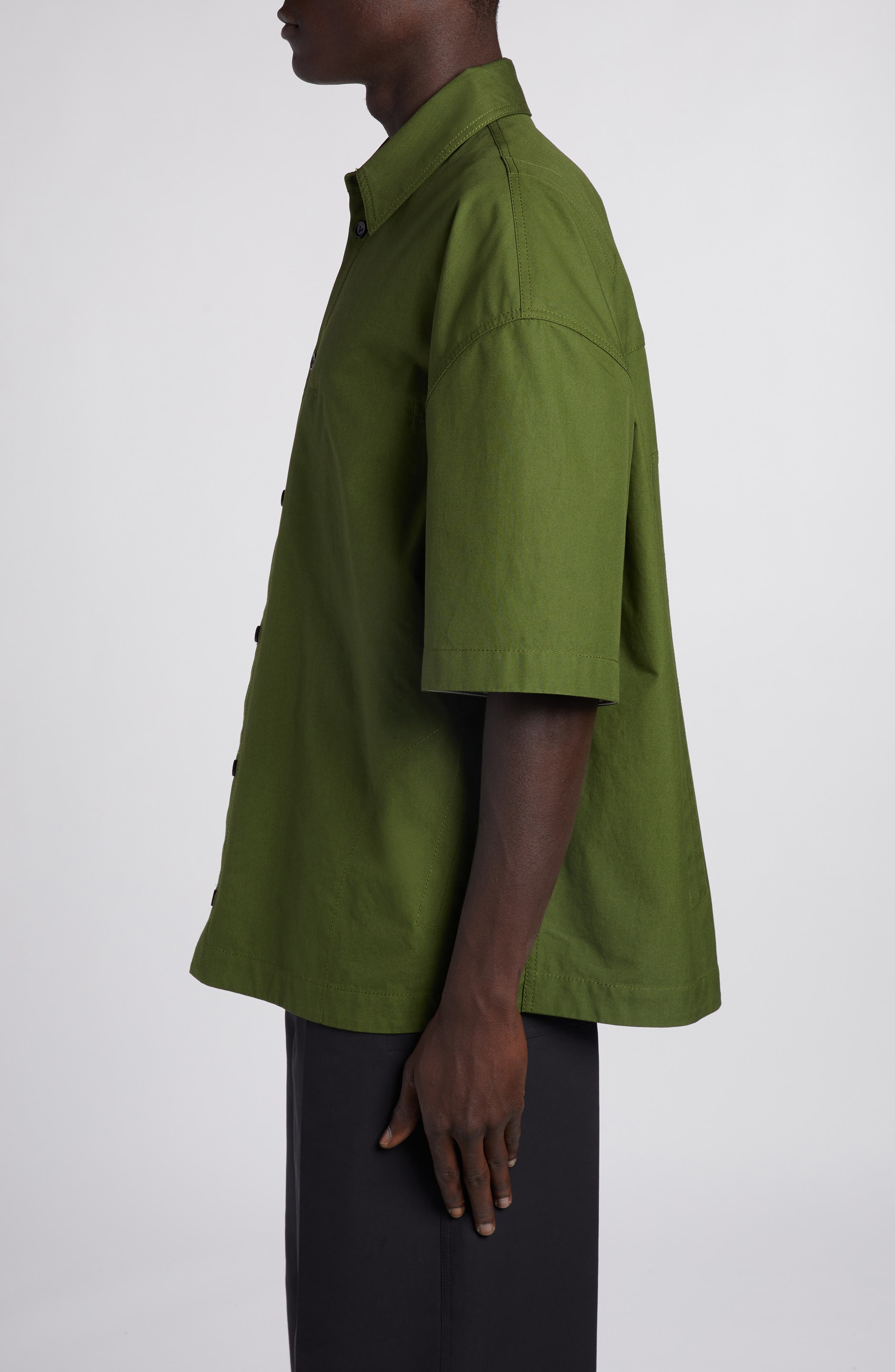 Oversize Short Sleeve Button-Up Shirt - 4