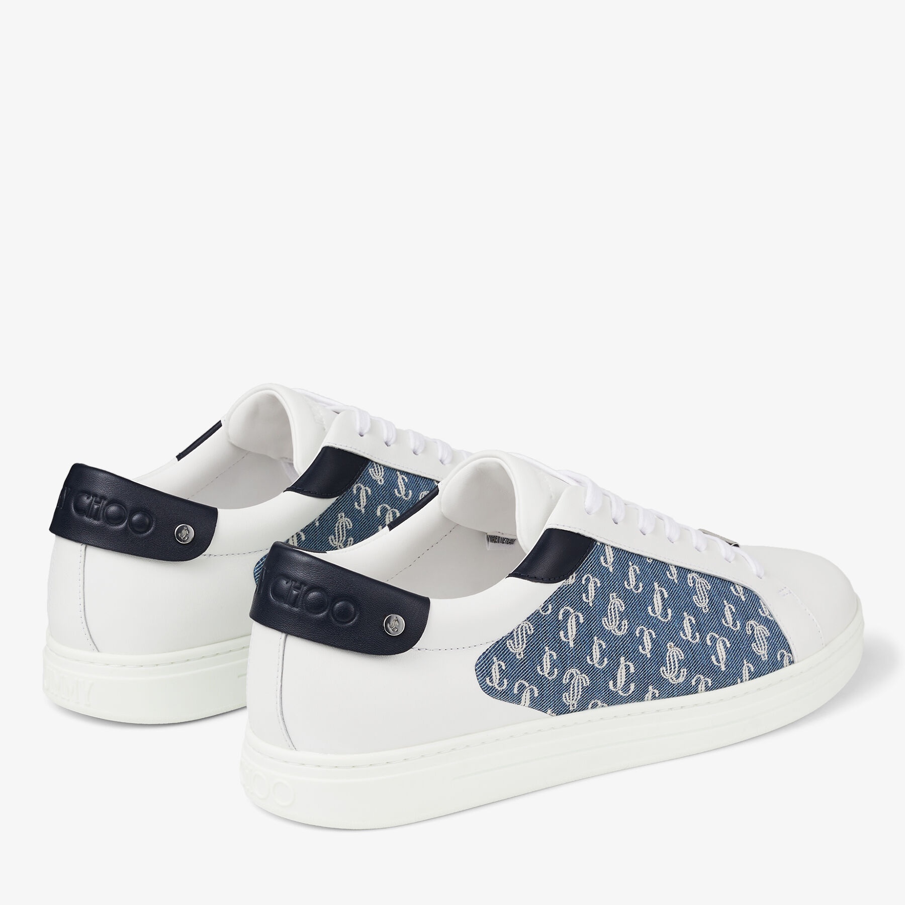 Rome/m
White Leather and Denim JC Monogram Pattern Low-Top Trainers - 6