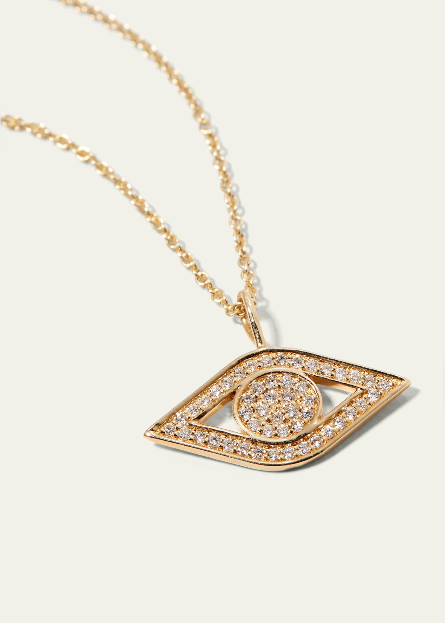 14k Yellow Gold Small Diamond Evil Eye Necklace - 3