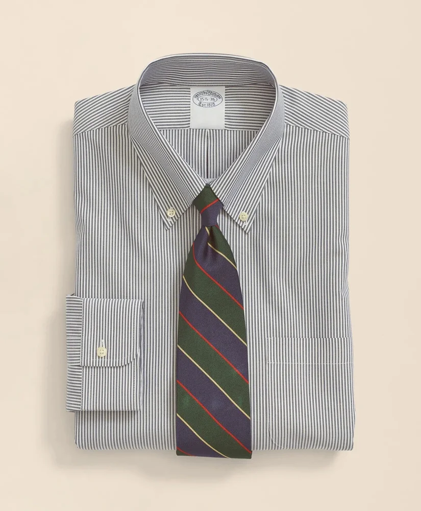 Stretch Supima® Cotton Non-Iron Pinpoint Oxford Button-Down Collar, Candy Stripe Dress Shirt - 1