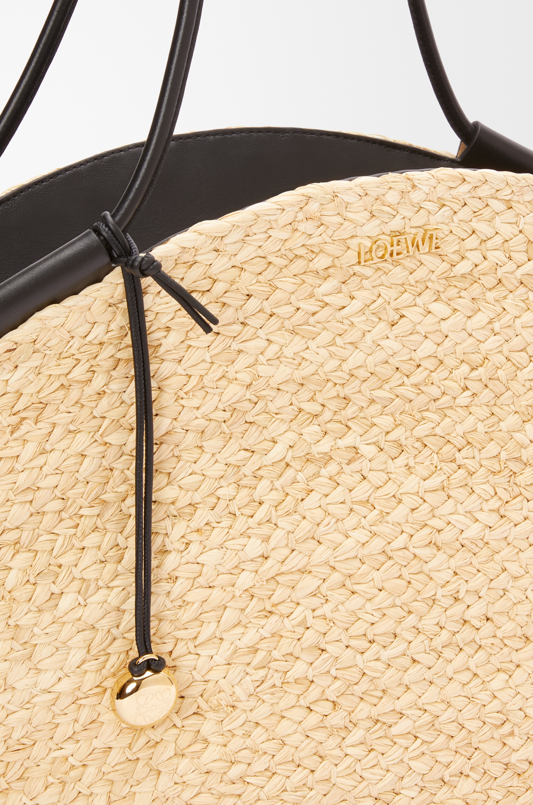Large Paseo basket in raffia and nappa calfskin - 8