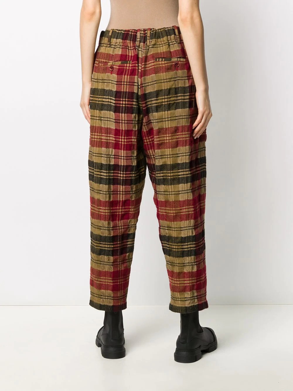 plaid straight-leg trousers - 4