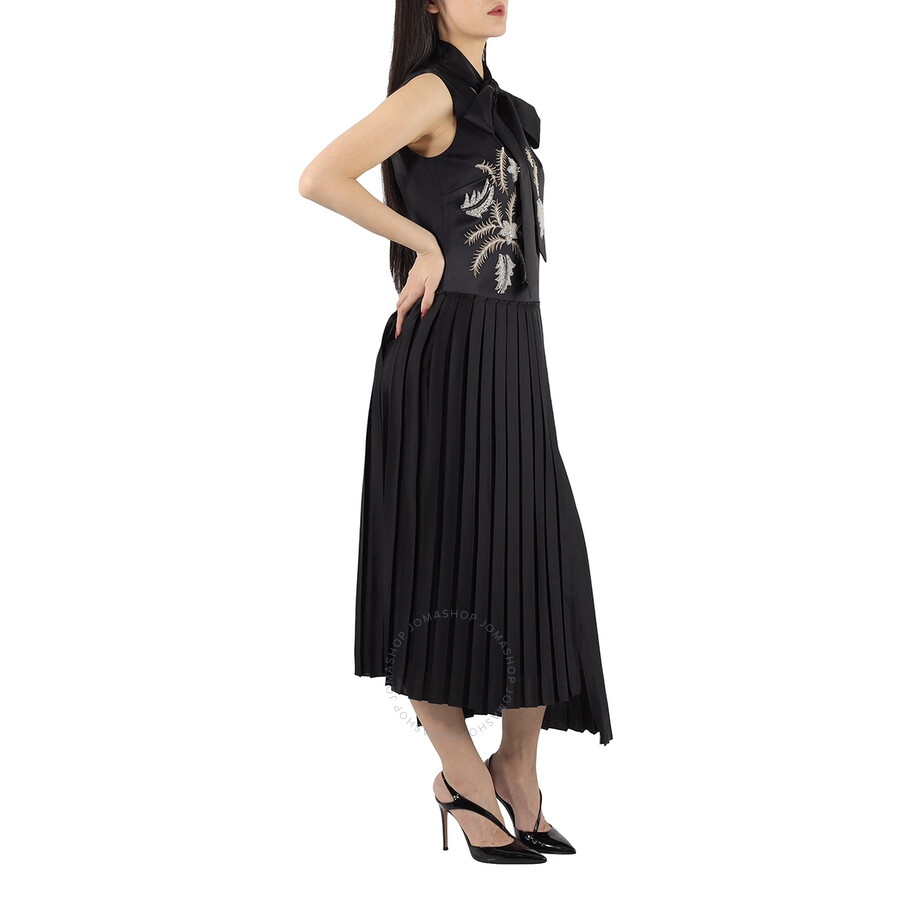 Burberry Ladies Flor Embroidered Asymmetrical Pleated Dress - 5