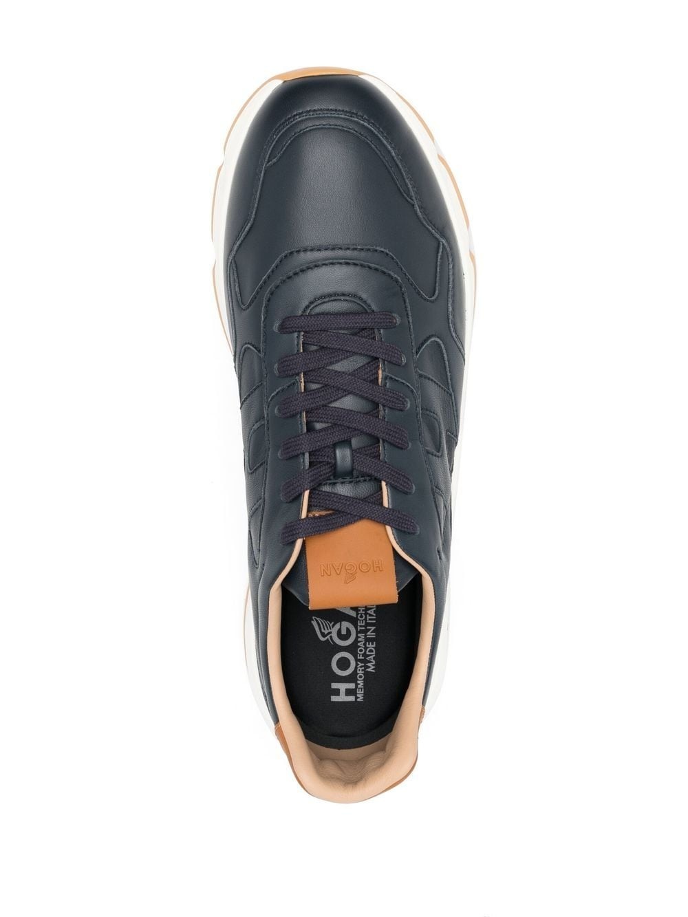 leather embossed-logo sneakers - 4