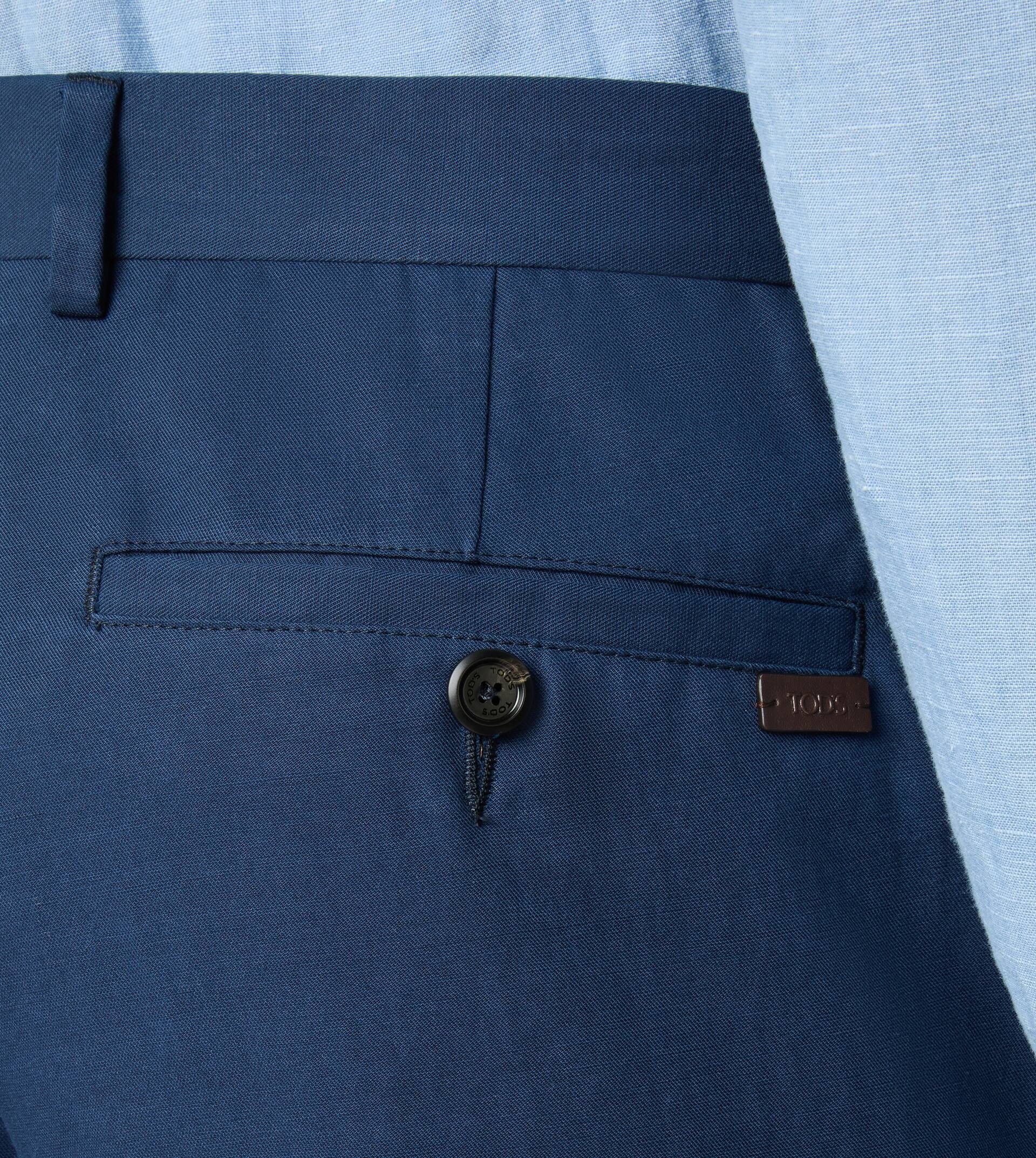 PANTS IN LINEN BLEND TWILL - BLUE - 5