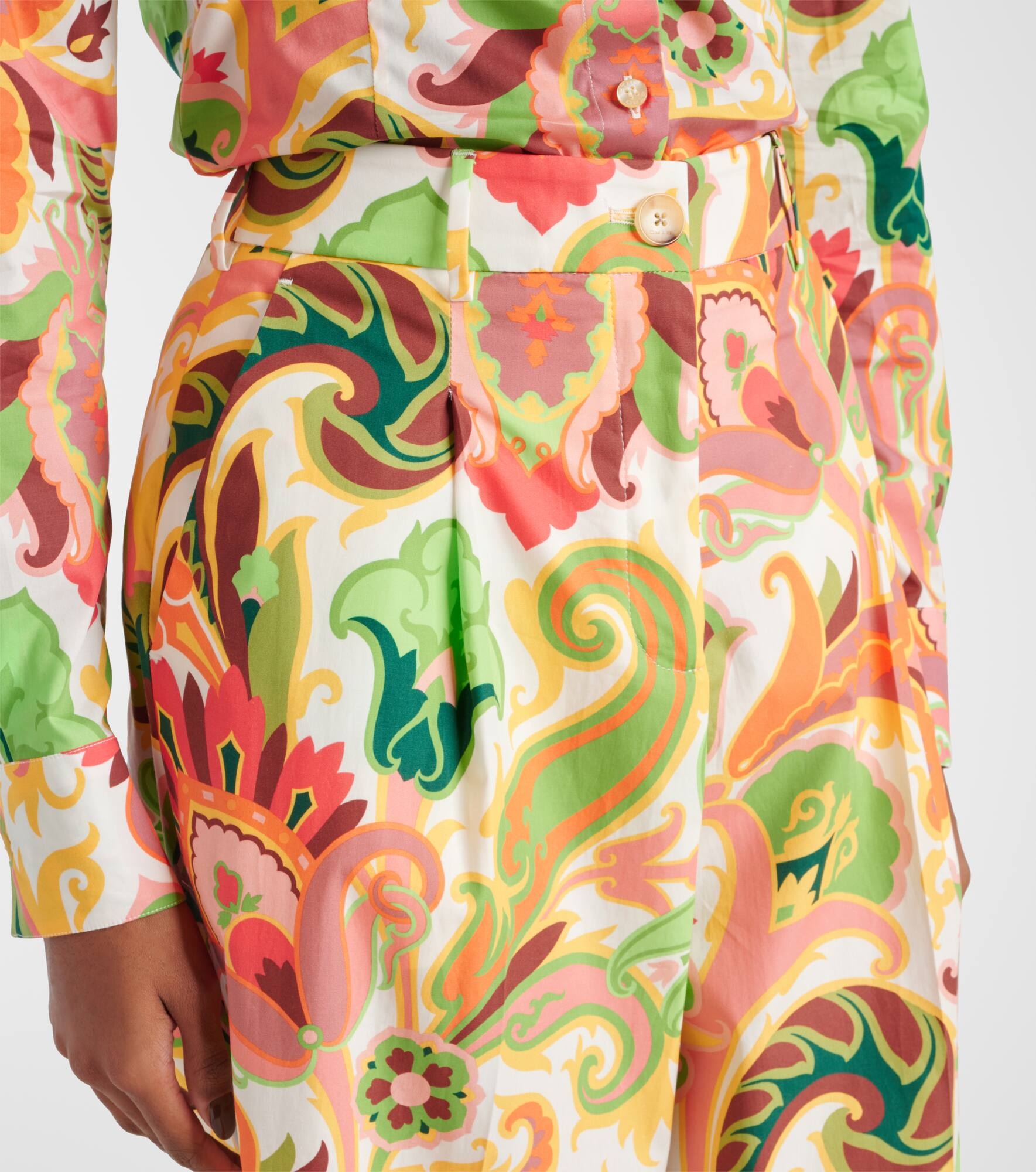 Printed cotton wide-leg pants - 4