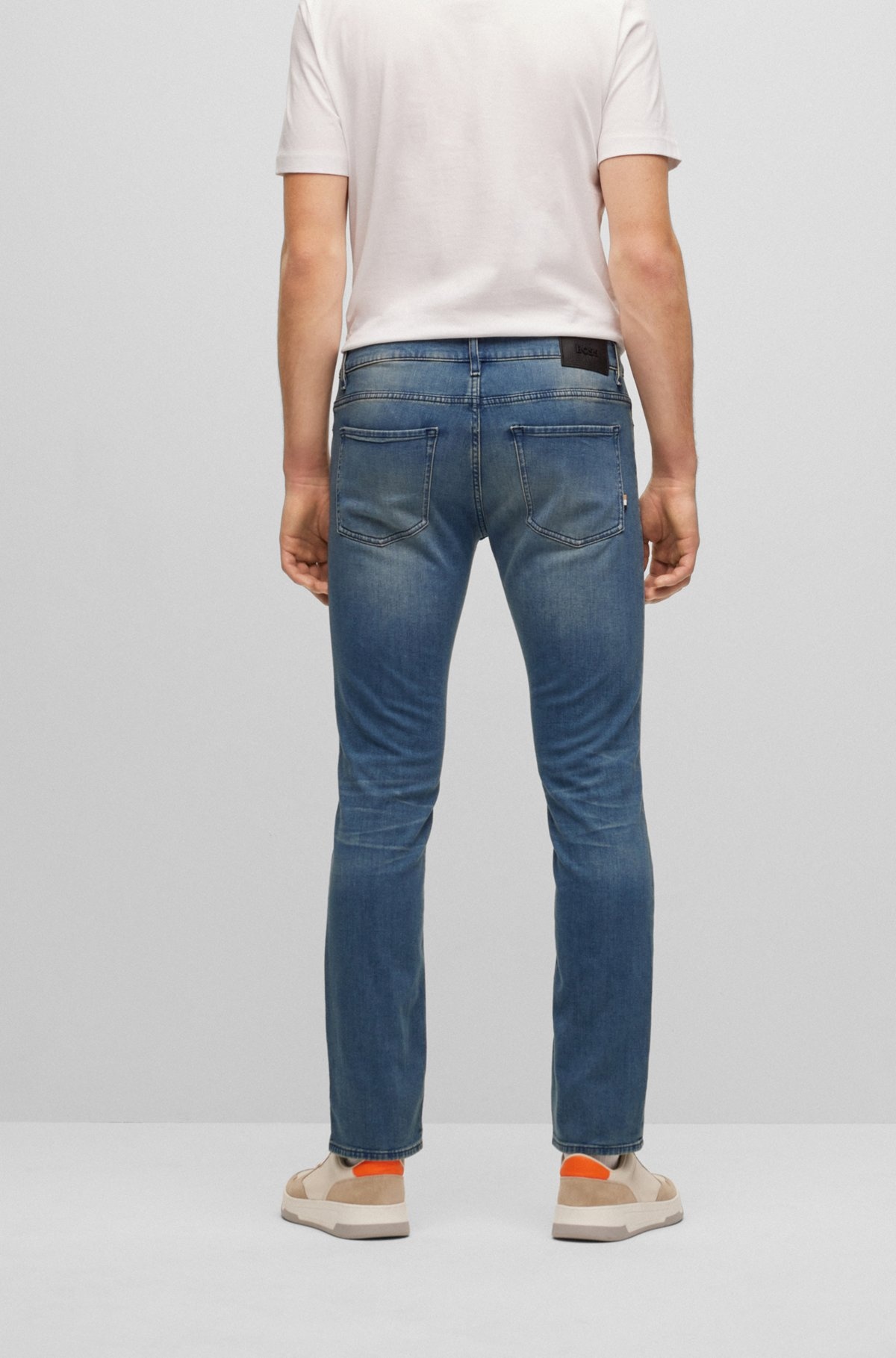 SLIM-FIT JEANS IN SUPER-SOFT BLUE STRETCH DENIM - 4