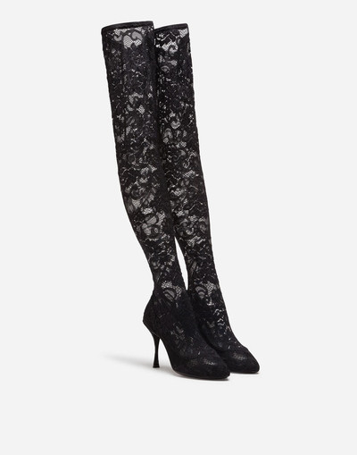 Dolce & Gabbana Stretch lace and gros-grain boots outlook