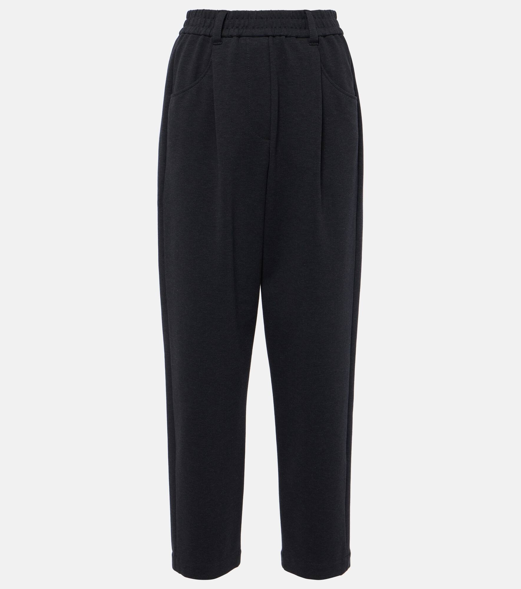 Pleated cotton-blend jersey sweatpants - 1