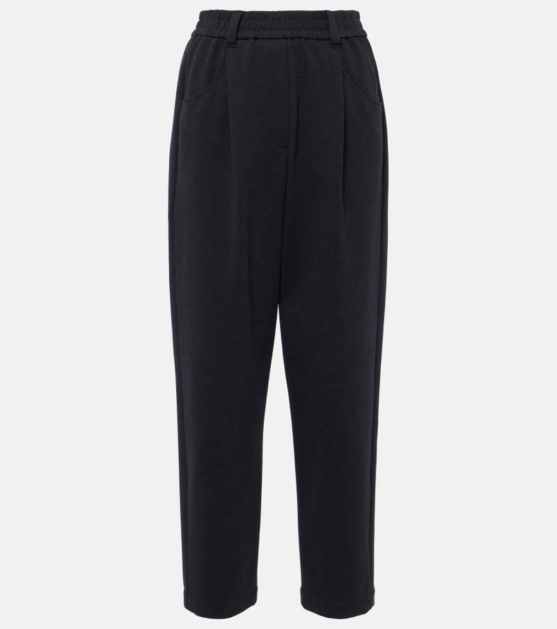 Pleated cotton-blend jersey sweatpants - 1