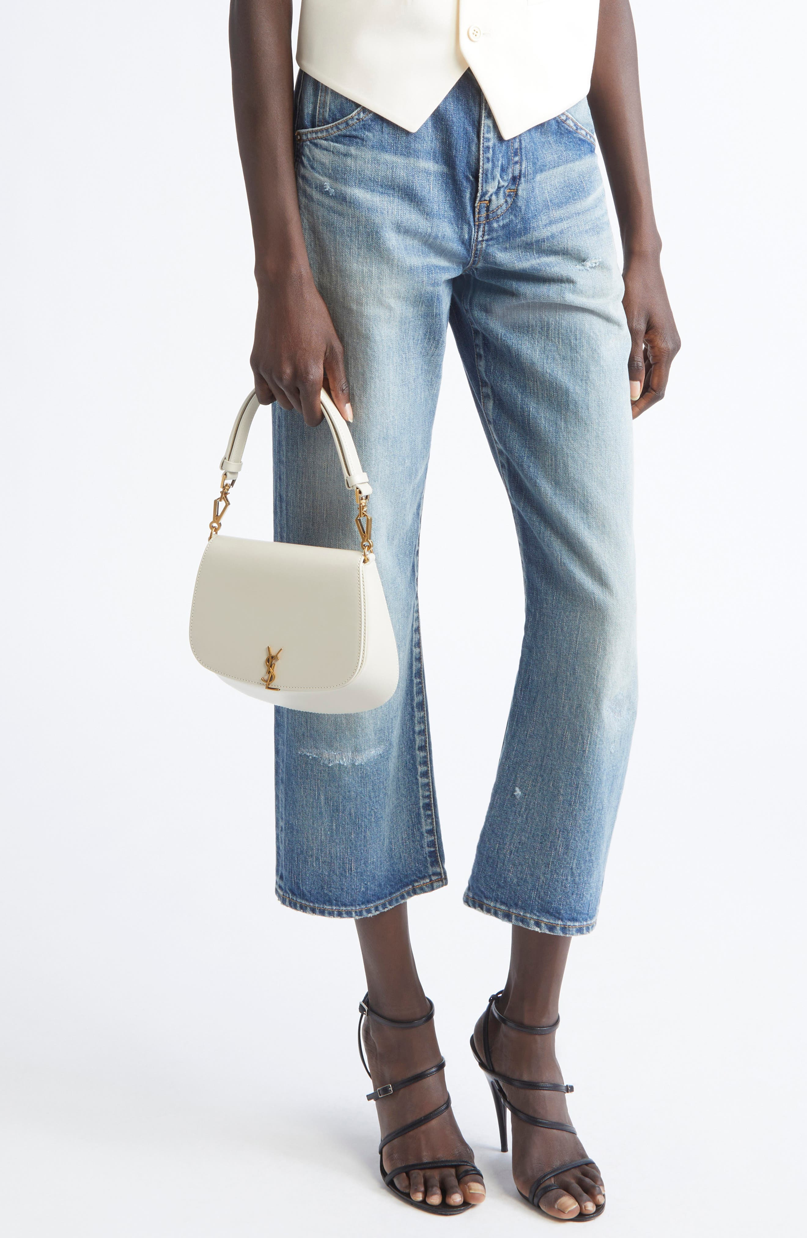 Saint Laurent Mini Voltaire Box Leather Top Handle Bag in Blanc Vintage at Nordstrom - 2