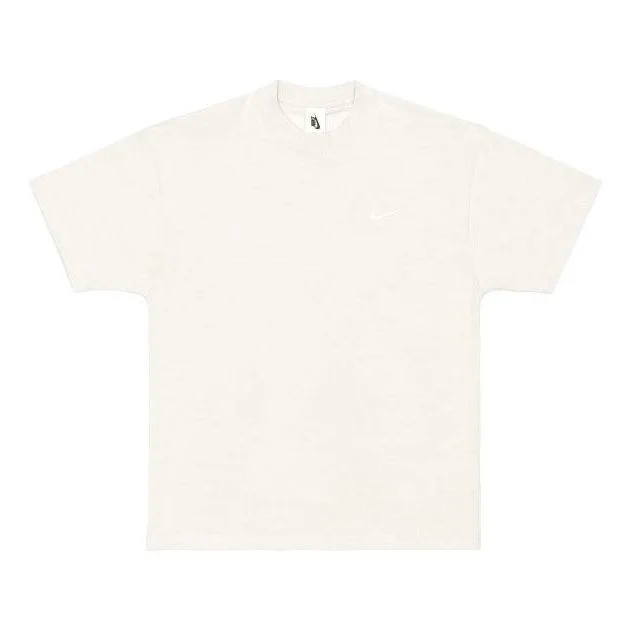 Men's Nike Lab Solo Swoosh Basic Sports Short Sleeve Light Bone White T-Shirt DA0321-072 - 1