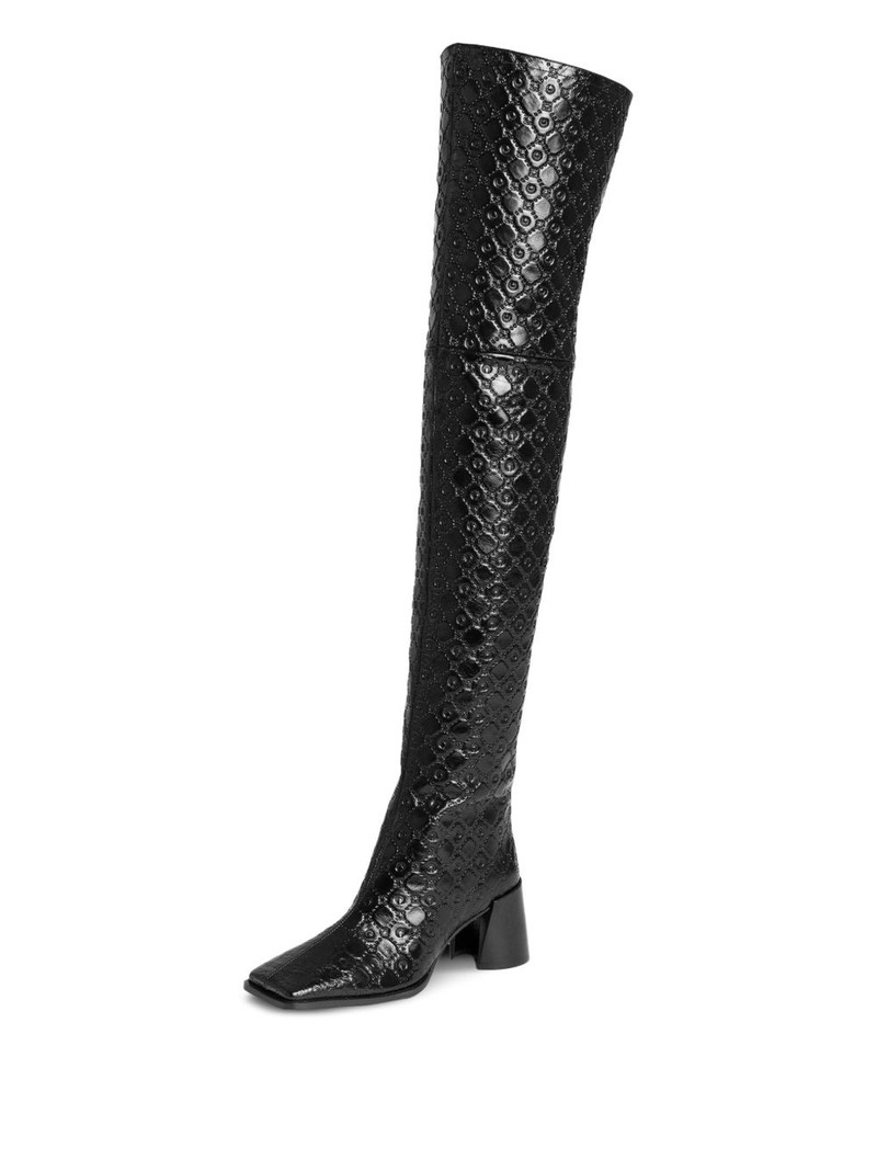 Marine Serre 65mm monogram-embossed leather boots outlook