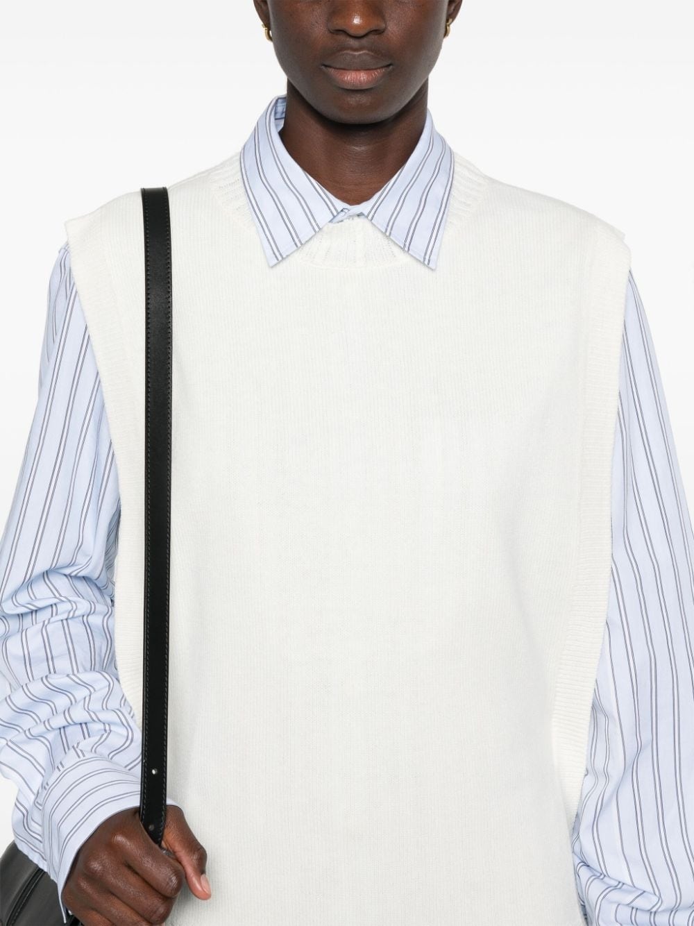 wool crew neck vest - 5