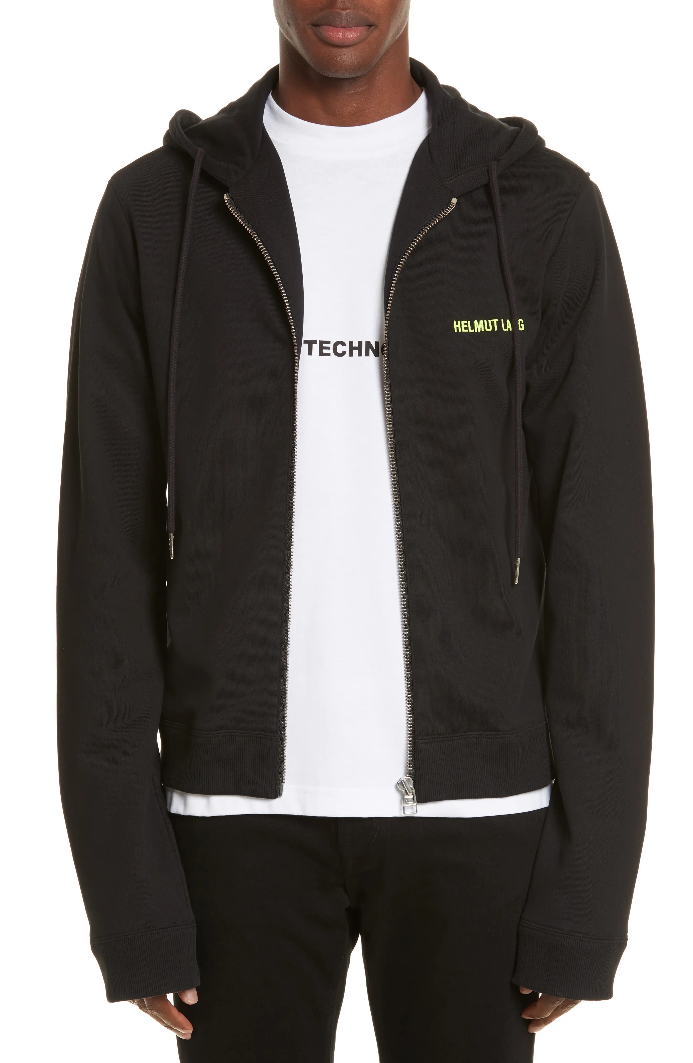 Zip Hoodie in Black/Lime - 1