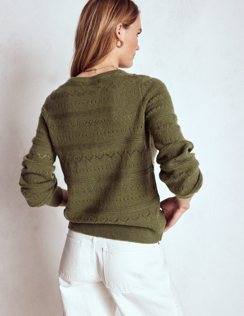 Leticia Lace Trim Cardigan-Woodland Green 4