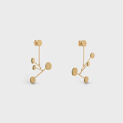 CELINE MOUVEMENT MODERNE MOBILE EARRINGS IN BRASS WITH GOLD FINISH AND LIGHT GREEN CRYSTALS outlook