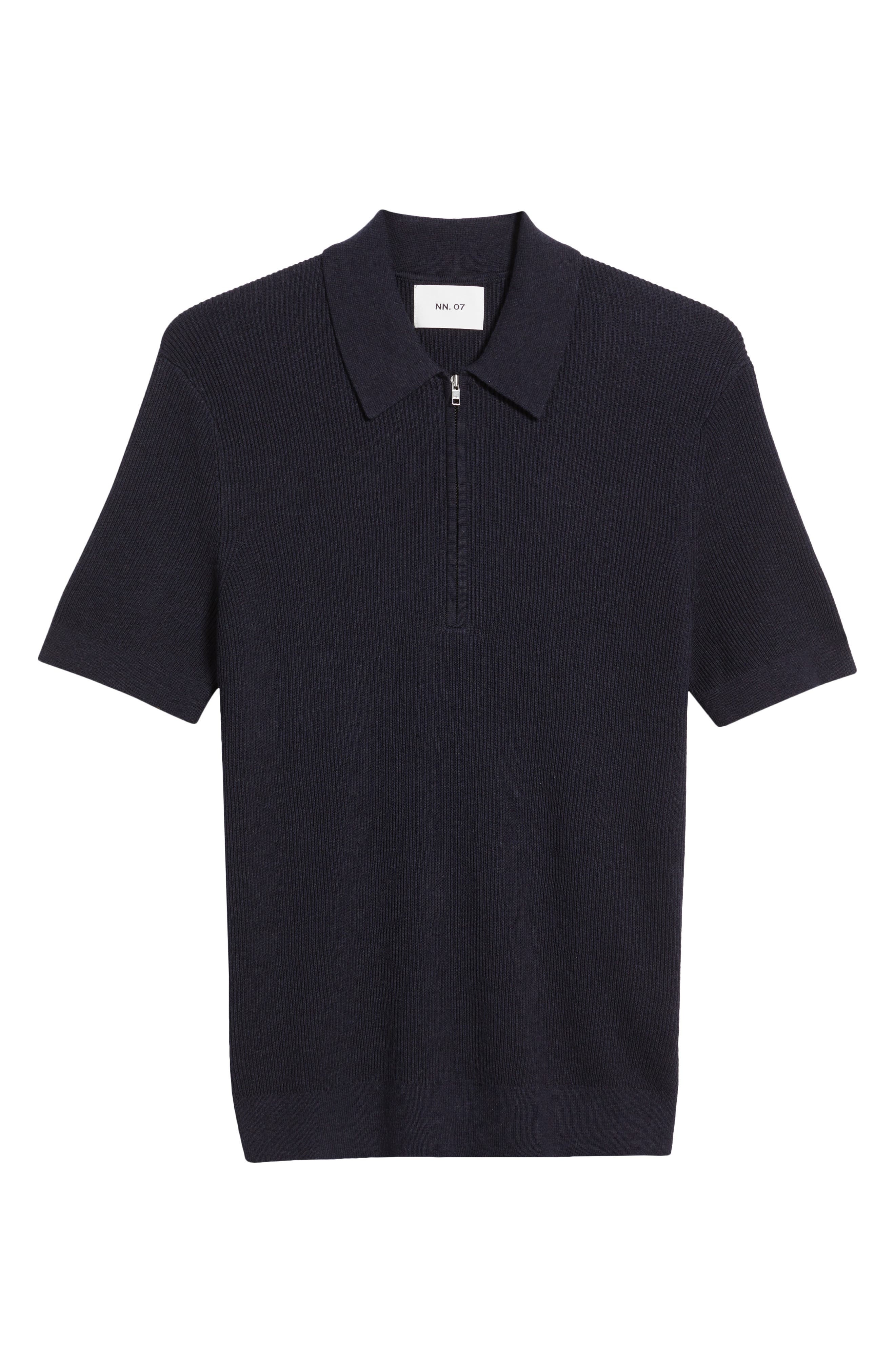 NN07 Hansie 6600 Organic Cotton Quarter Zip Sweater Polo in Navy Melange at Nordstrom - 5