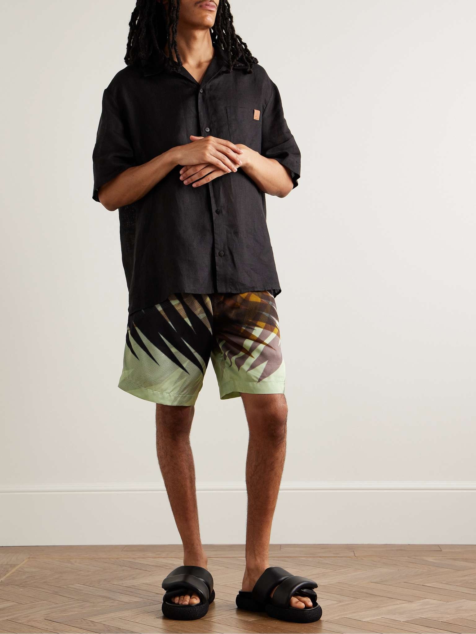 Straight-Leg Printed Shell Drawstring Shorts - 2