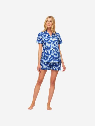 Derek Rose Women's Short Pyjamas Ledbury 51 Cotton Batiste Blue outlook