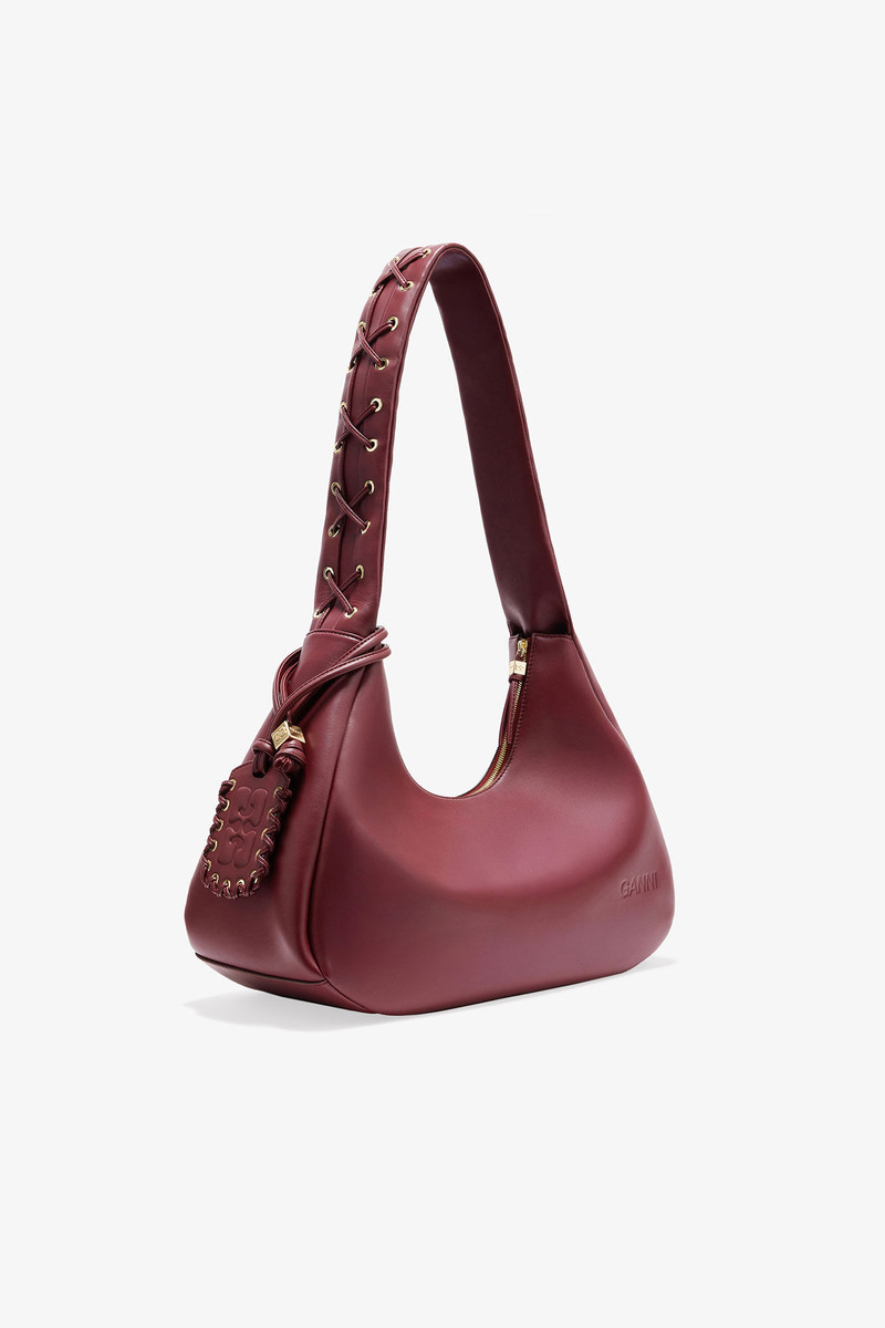 GANNI BURGUNDY MEDIUM LACES HOBO BAG outlook
