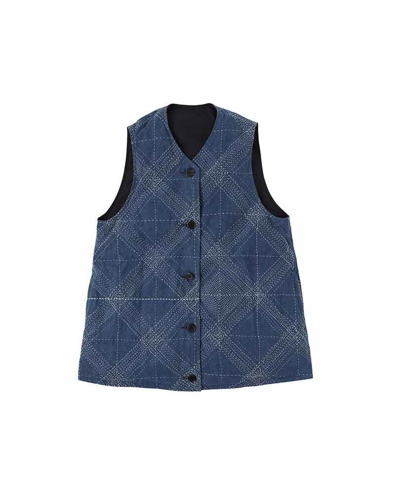 visvim KORA DOWN VEST SASHIKO NAVY | REVERSIBLE