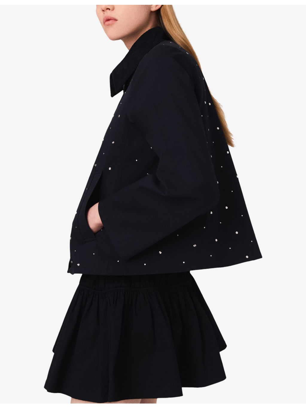Stud-Embellished Corduroy-Collar Stretch Cotton-Blend Jacket - 4