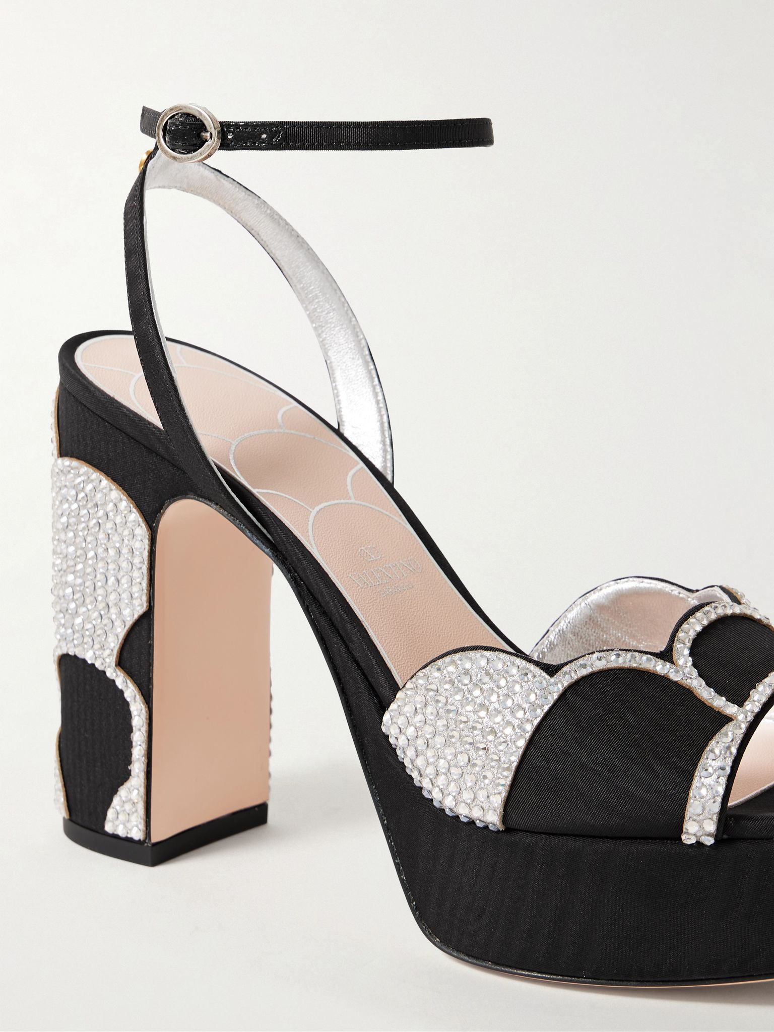 Bowow 110 faille and crystal-embellished metallic leather platform sandals Silver - 4
