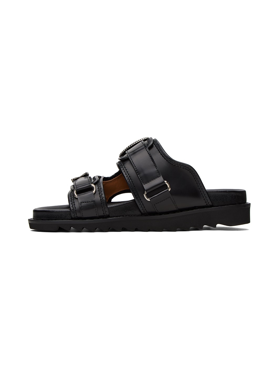 Black Polished Sandals - 3