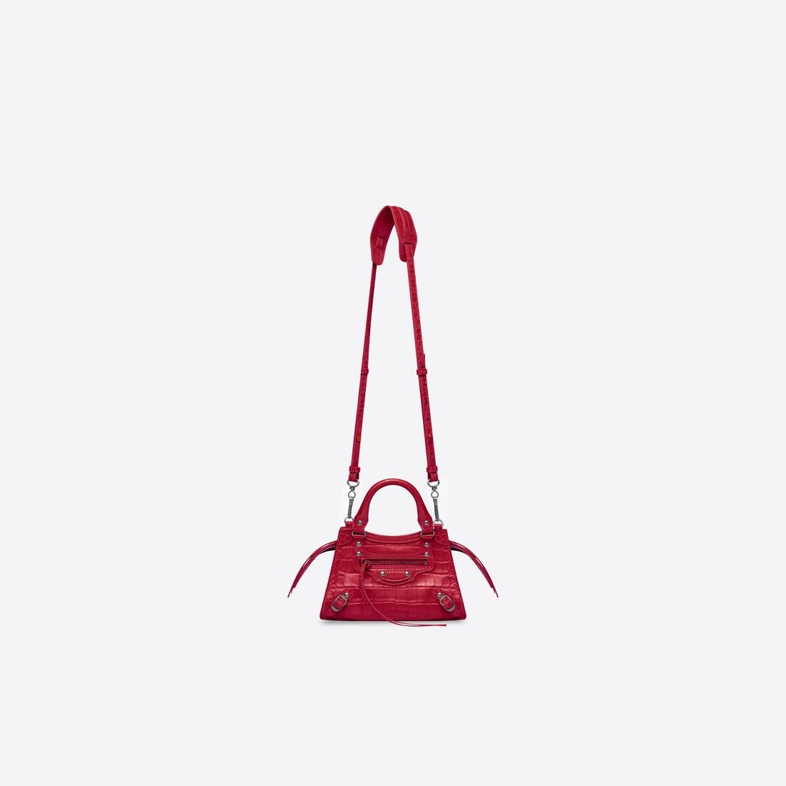 Women's Neo Classic Mini Handbag Crocodile Embossed in Dark Red - 4