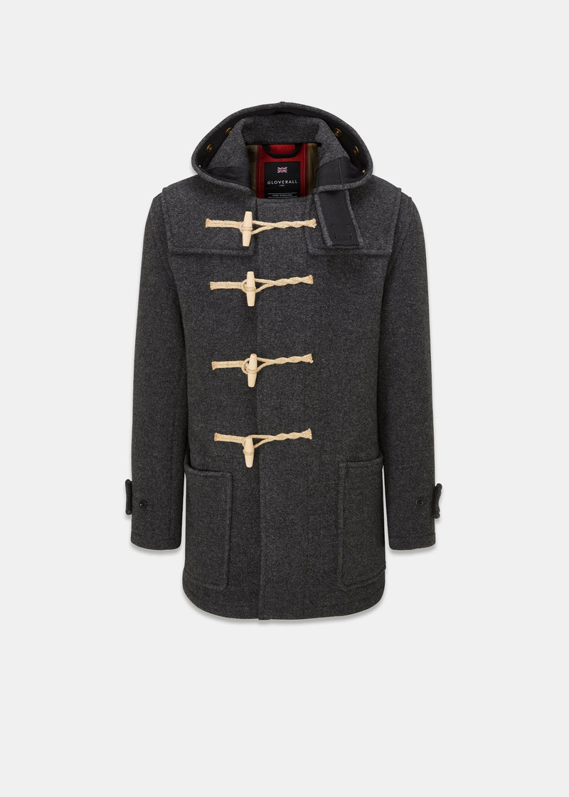 Men's Mid-Length Monty Duffle Coat Charcoal with Union Jack Lining 1