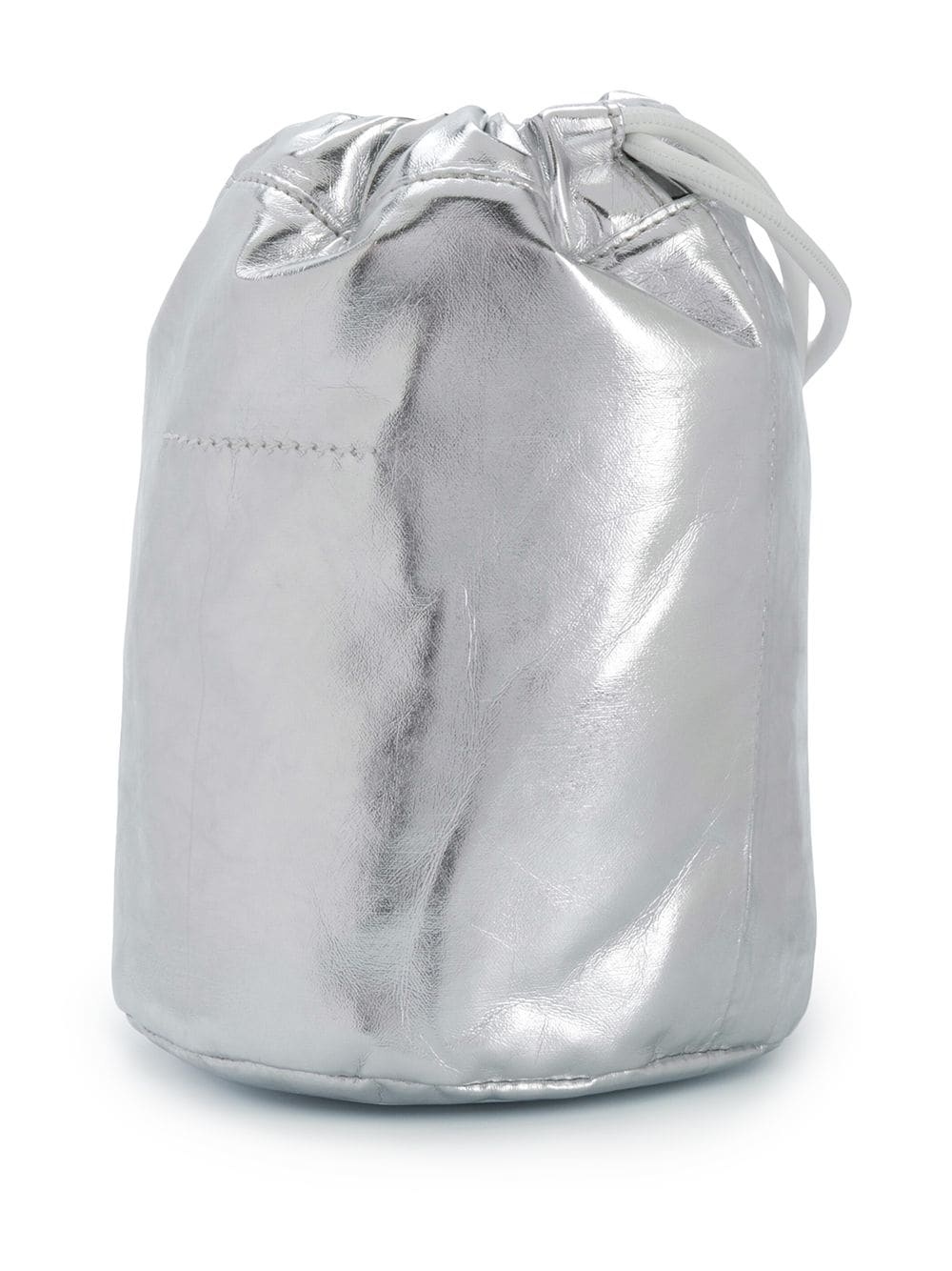 silver drawstring bucket bag - 3