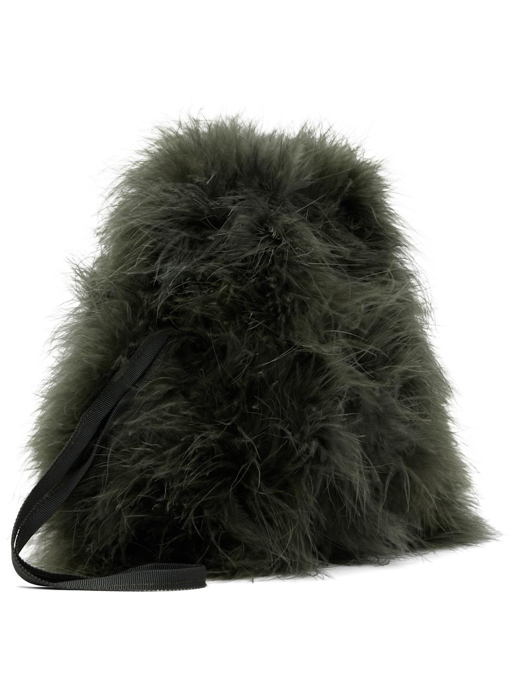 Khaki Mini Feather Pouch - 2