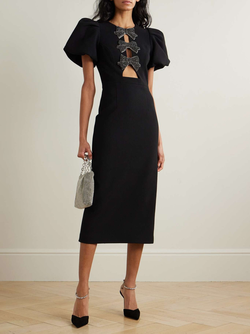REBECCA VALLANCE Eliana cutout embellished cady midi dress outlook