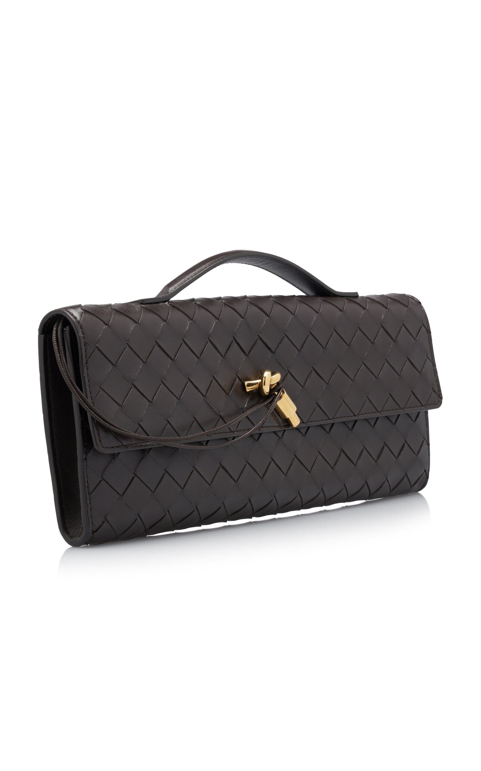 Knot Long Intrecciato Leather Clutch brown - 3