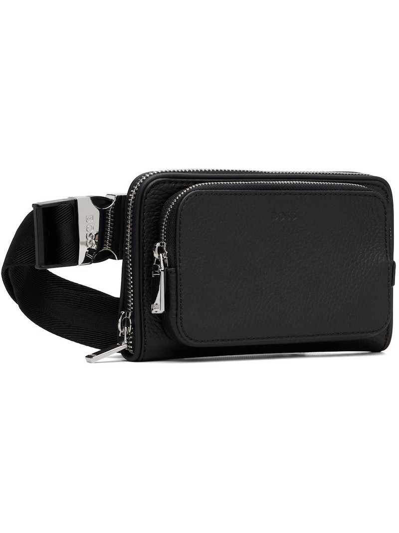 BOSS Black Italian Leather Crossbody Belt Bag outlook