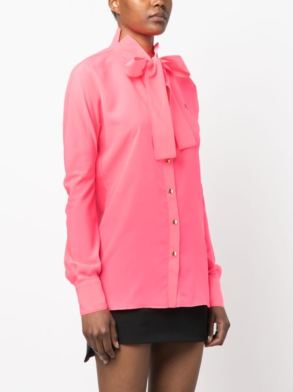 logo-embroidered tie-fastening shirt - 3
