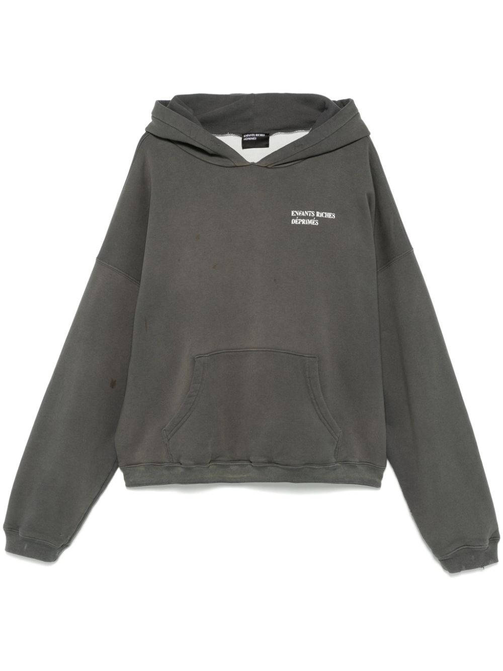 distressed-logo hoodie - 1