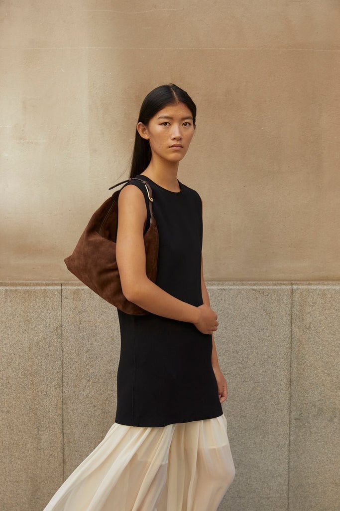 PILLOW SHOULDER BAG SUEDE DARK BROWN - 3