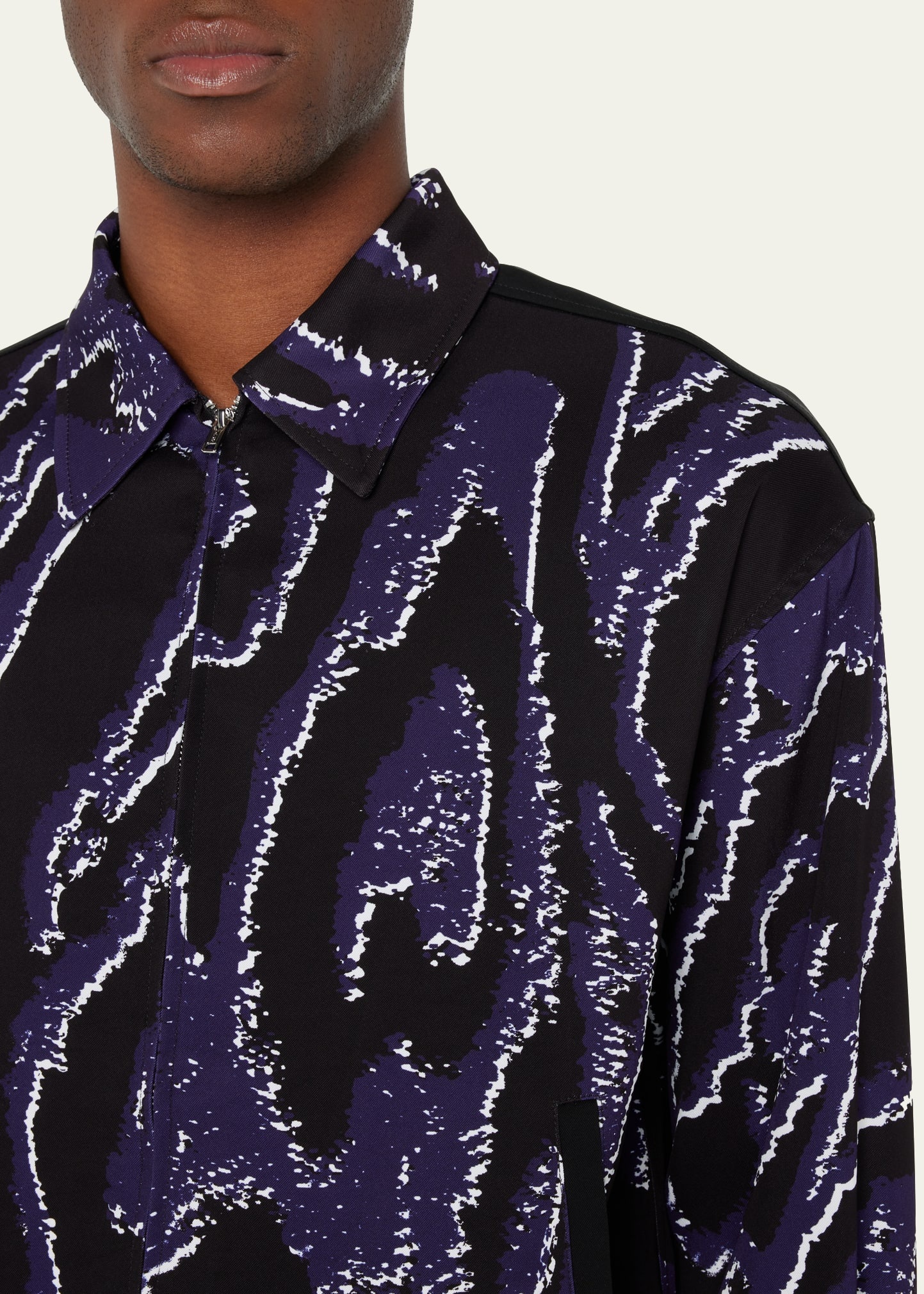 Men's Wood Grain-Print Bomber Jacket - 5