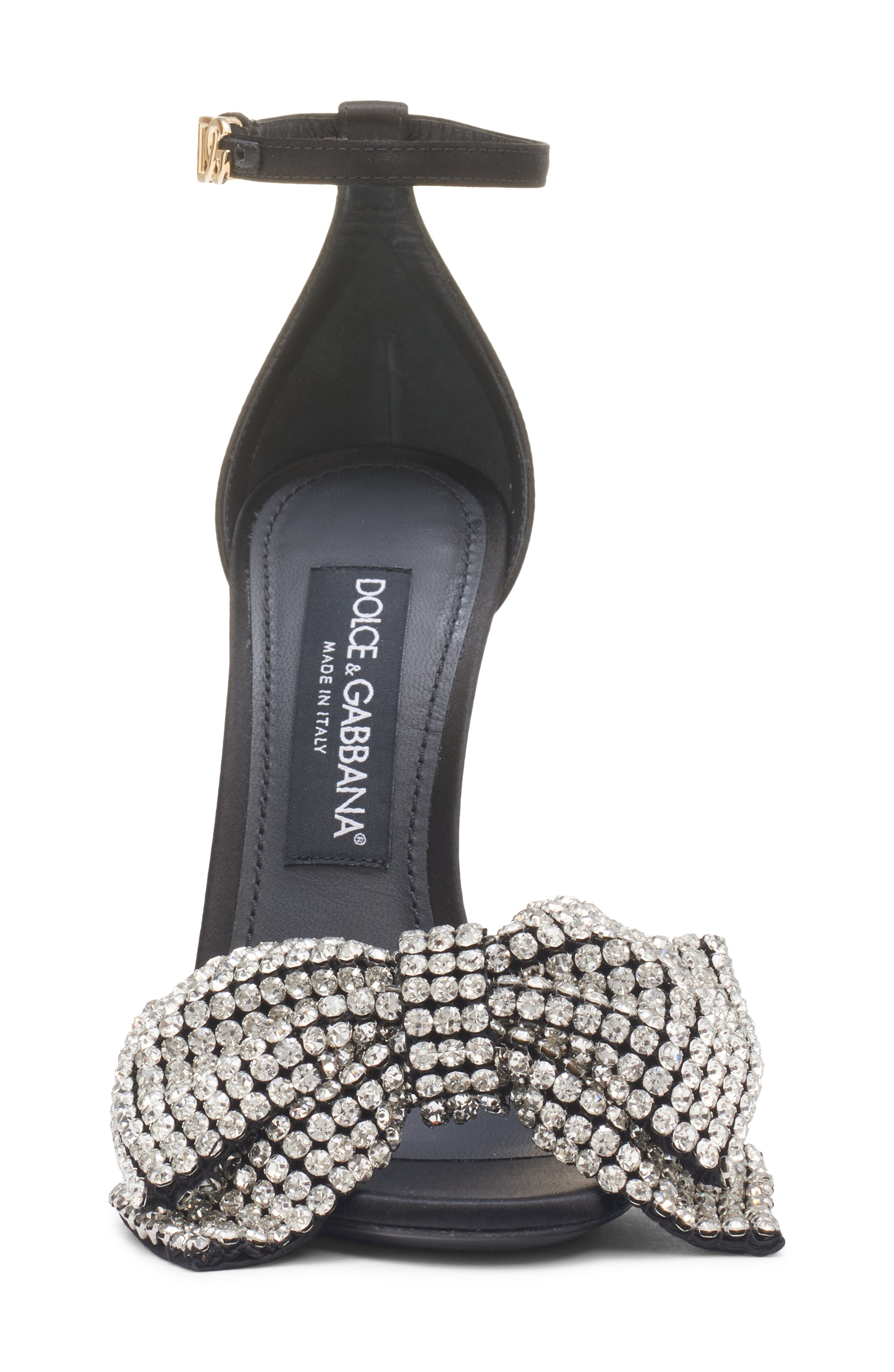 Dolce&Gabbana Keira Crystal Embellished Bow Ankle Strap Sandal in 8S488 Nero/Crystal at Nordstrom - 4