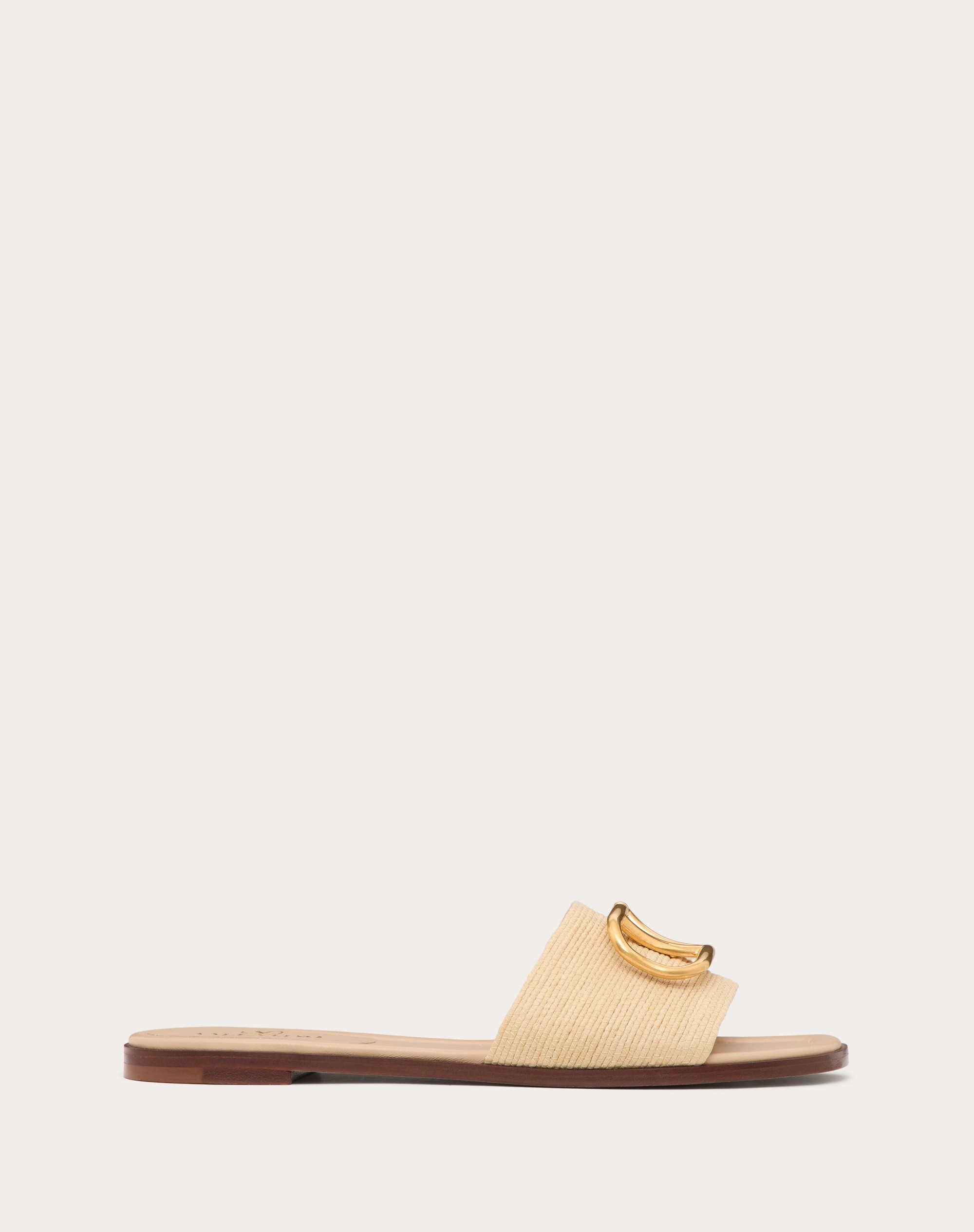 VLOGO SIGNATURE SLIDE SANDAL IN RAFFIA - 1