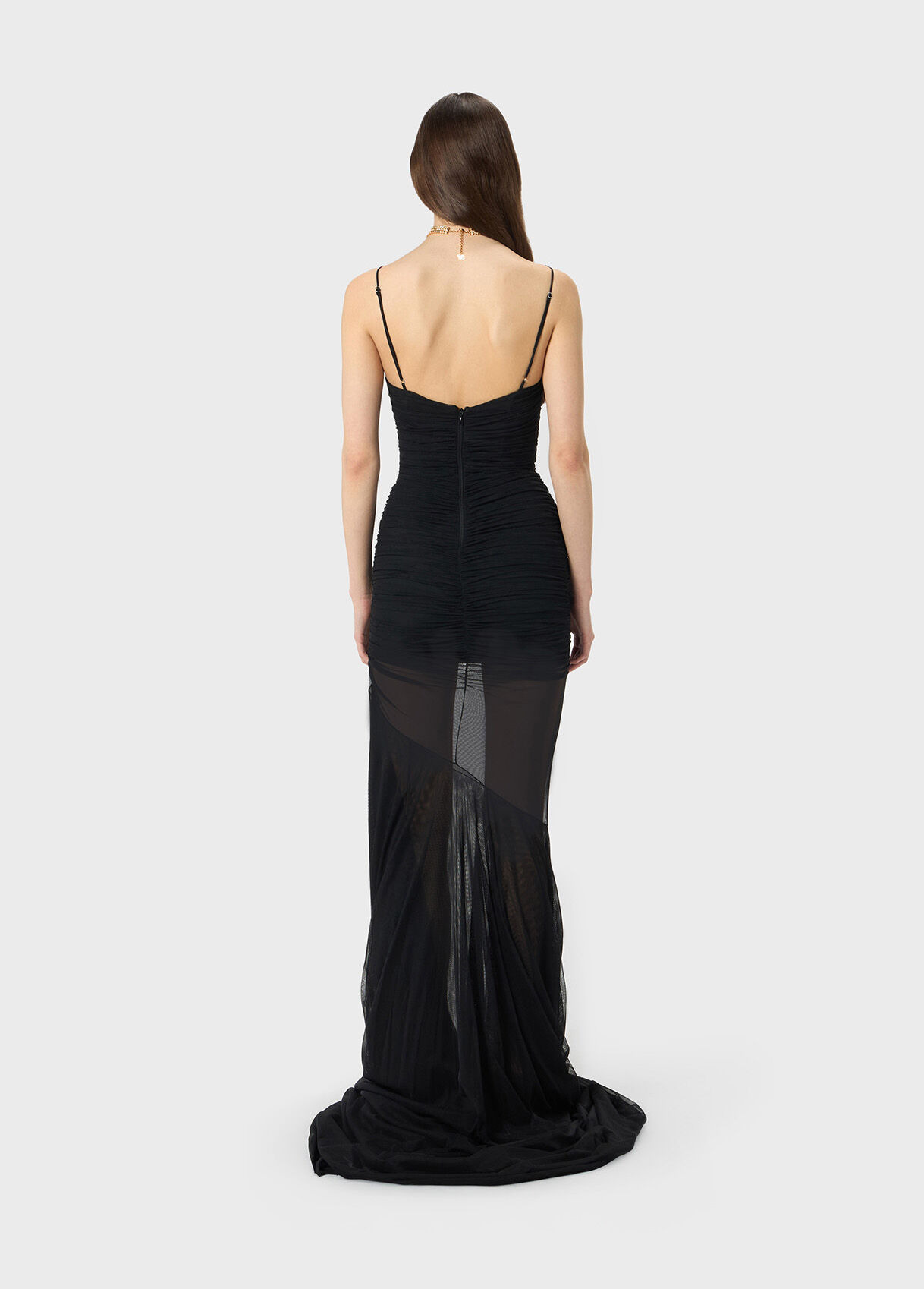 LONG DRESS IN TULLE WITH RUFFLES - 3